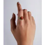 złoty pierścionek z koralem naturalnym-1217